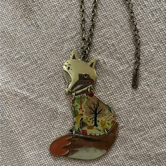 Fox Pendant Necklace with Colorful Design‎ - Picture 1 of 5